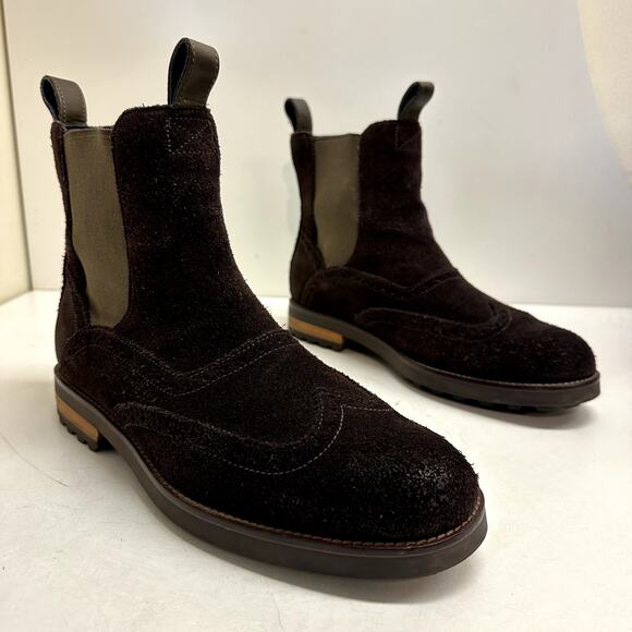 Cole Haan x Nike Air Grayson Dark Brown Suede Wingtip Chelsea Boots C10856 9 - Picture 4 of 12